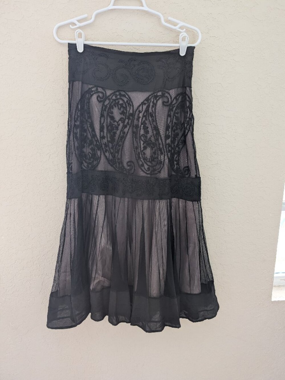 Vintage Vanity Beaded Sheer Overlay Layered 90s Y2K Skirt Whimsygoth Size 6